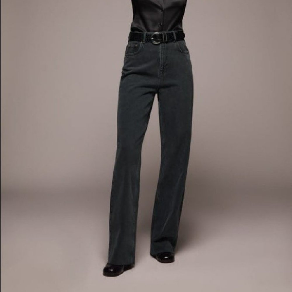 NWT ZARA The 90's Full Length Slim Fit/Wide Leg High Rise Sonora Black